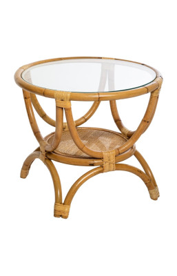 Table d'appoint en rotin et...