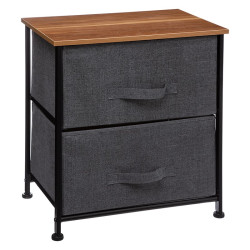 Chevet 2 tiroirs tissus gris foncé 5five - Le Dépôt Bailleul