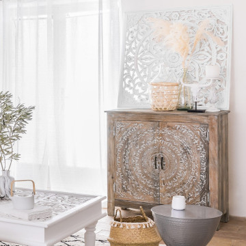 Commode Shirel 2 portes bois blanchi Atmosphera - Le dépôt Bailleul