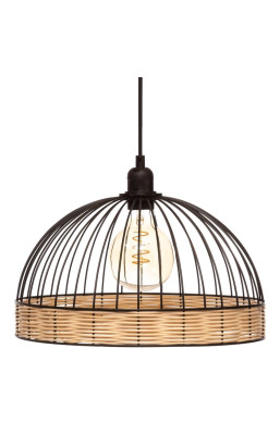 Suspension métal et rotin...