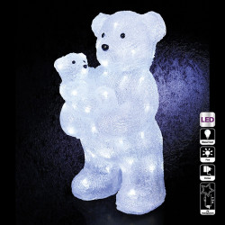 Maman et bébé ours lumineux 56 LED lumière blanche - Le Dépôt Bailleul