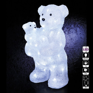 Maman et bébé ours lumineux 56 LED lumière blanche - Le Dépôt Bailleul