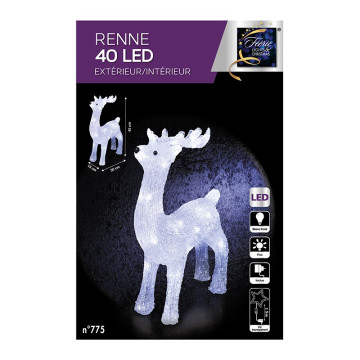 Superbe renne debout lumineux 40 LED blanches - Le Dépôt Bailleul