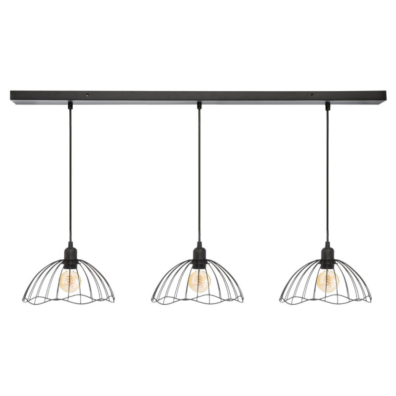 Suspension rampe 3 ampoules Galt noir Atmosphera