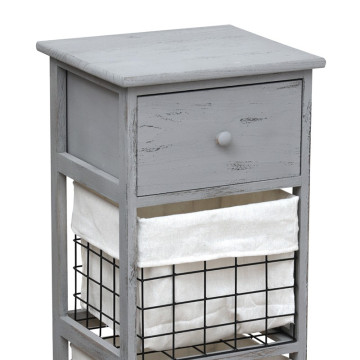 Chiffonnier bois 1 tiroir 2 paniers gris - Le Dépôt Bailleul