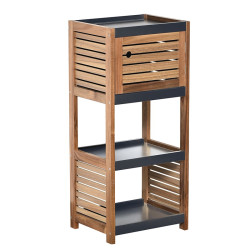 Meuble bas de rangement 1 porte en acacia - Le Dépôt Bailleul