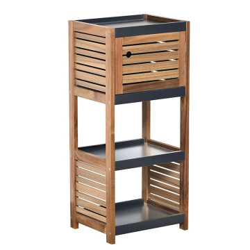 Meuble bas de rangement 1 porte en acacia - Le Dépôt Bailleul