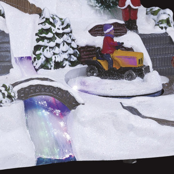 Village de noël animé et lumineux tracteur et boule de neige - LE DEPOT BAILLEUL