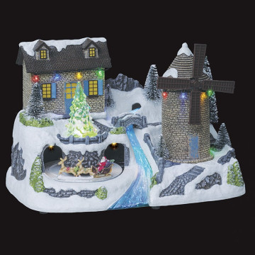 Village de noël moulin à vent animé, lumineux et musical - Le dépôt Bailleul