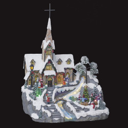 Village de noël animé et lumineux modèle église - Le dépôt bailleul