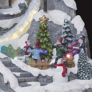 Village de noël animé et lumineux modèle église - Le dépôt bailleul