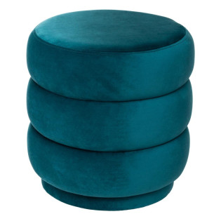 Pouf en velours bleu canard...