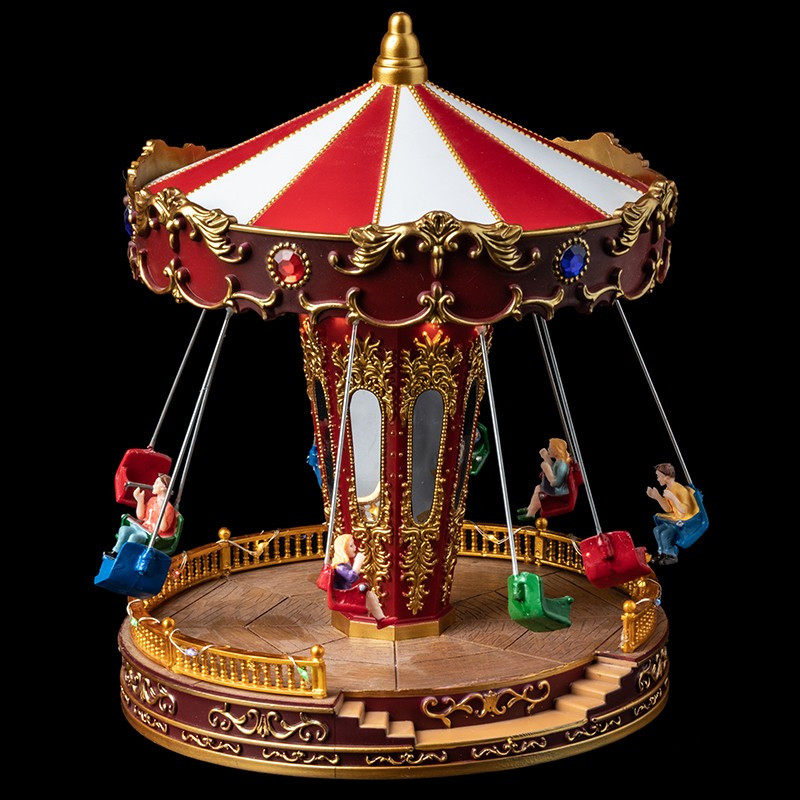 Village de noël animé, lumineux et musical carrousel chaises - Le dépôt