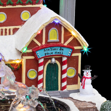 Village de noël animé et lumineux fontaine du père noël - Le dépôt Bailleul.