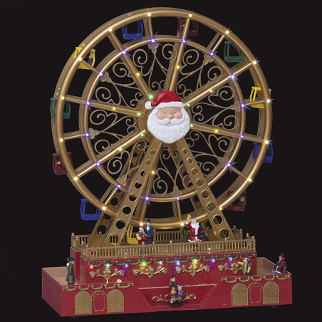 Grande Roue Père Noël Animée Féeric Light And Christmas - Lumineuse Musicale Décoration Noël
