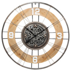 Horloge D90 rouages métal et sapin Lana Atmosphera - Le Dépôt Bailleul