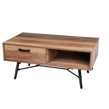 Table basse 1 tiroir pieds métal Hampton - Le Dépôt Bailleul