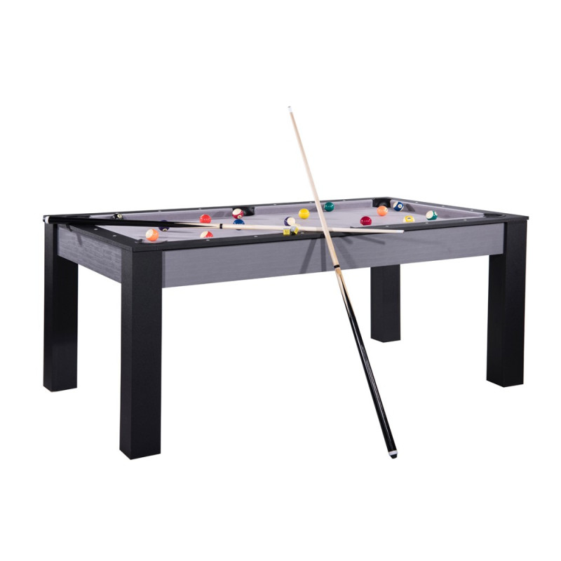 Billard Island 185cm gris et noir convertible table salle manger