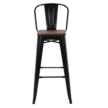 Tabouret de bar Victoria orme antique et noir - Le Dépôt Bailleul