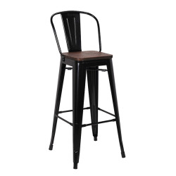 Tabouret de bar Victoria orme antique et noir - Le Dépôt Bailleul