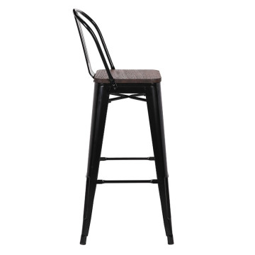Tabouret de bar Victoria orme antique et noir - Le Dépôt Bailleul