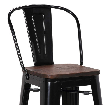 Tabouret de bar Victoria orme antique et noir - Le Dépôt Bailleul
