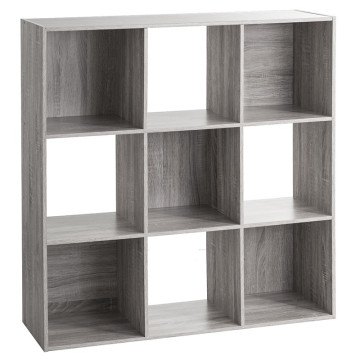 étagère en bois 9 cases mix coloris gris- Le dépôt Bailleul.