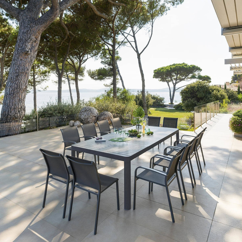 Table de jardin Piazza Graphite extensible 8 places - Aluminium