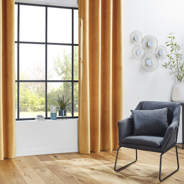 Rideau occultant velours Otto ocre 140x260 Atmosphera - Le dépôt Bailleul