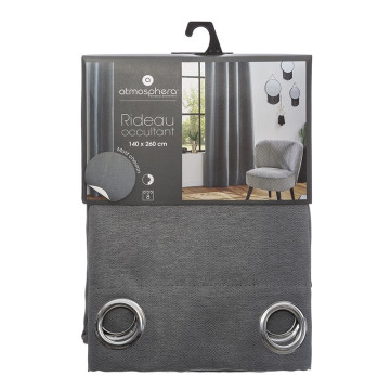 Rideau occultant chevron gris foncé 140x260 Atmosphera - Le Dépôt Bailleul