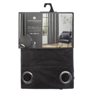 Rideau occultant velours Otto gris 140x260 Atmosphera - Le dépôt Bailleul