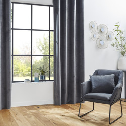 Rideau occultant velours Otto gris 140x260 Atmosphera - Le dépôt Bailleul