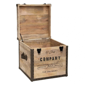 Malle pouf vintage en bois Atmosphera - Le Dépôt Bailleul