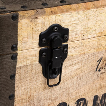 Malle pouf vintage en bois Atmosphera - Le Dépôt Bailleul