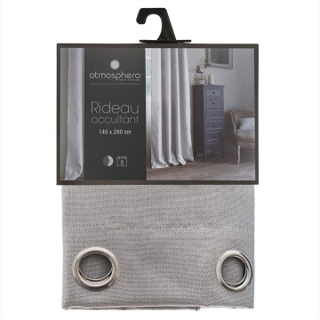 Rideau occultant gris clair Elena 140x260 Atmosphera - Le Dépôt Bailleul