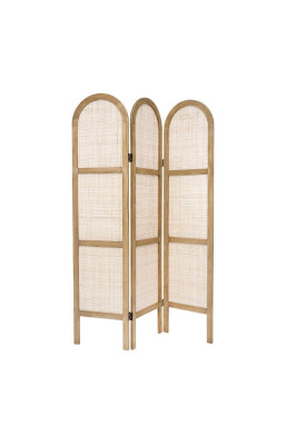 Paravent cannage et bois 3...