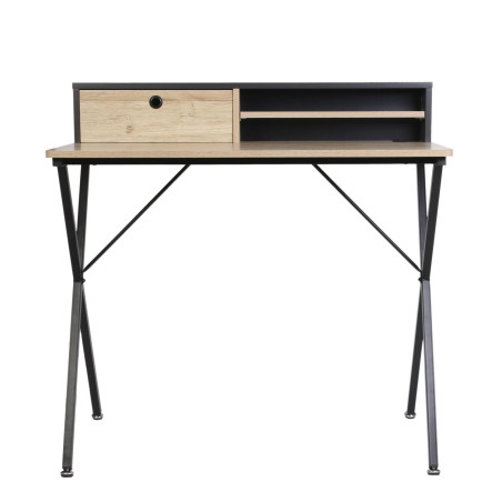 Bureau 2 niches 1 tiroir Cambridge gris