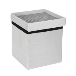 Coffre pouf pliable gris compatible briques - Le Dépôt Bailleul