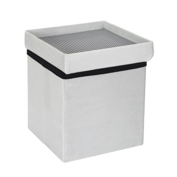 Coffre pouf pliable gris compatible briques - Le Dépôt Bailleul