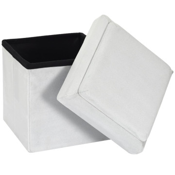 Coffre pouf pliable gris compatible briques - Le Dépôt Bailleul