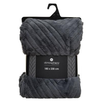 Plaid géant 180x230 fourrure gris Atmosphera - Le Dépôt Bailleul