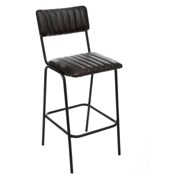 Tabouret de bar en cuir noir Dario Atmosphera - Le Dépôt Bailleul