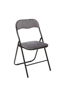 Chaise pliante velours gris...
