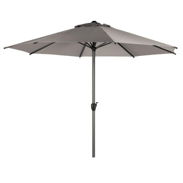 Parasol mat central rond 3m Loompa taupe Hespéride - Le Dépôt Bailleul