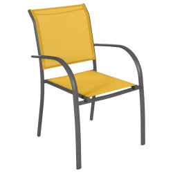Fauteuil empilable Piazza Hespéride moutarde/graphite - Le Dépôt Bailleul