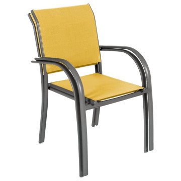 Fauteuil empilable Piazza Hespéride moutarde/graphite - Le Dépôt Bailleul