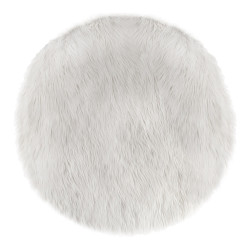 Tapis rond 90 cm fausse fourrure blanche Atmosphera - Le Dépôt Bailleul
