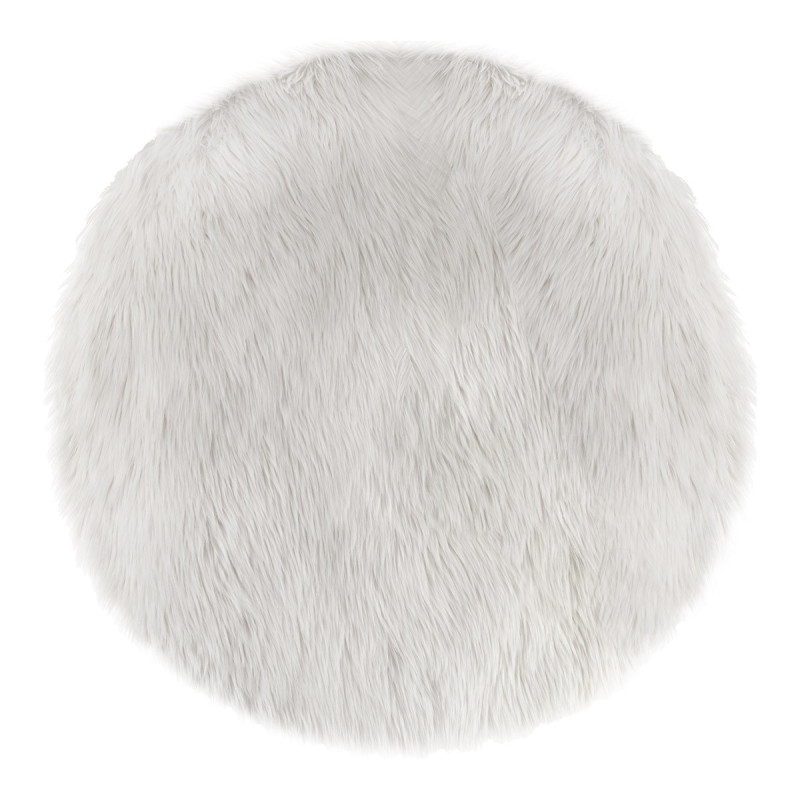 Tapis rond 90 cm fausse fourrure blanche Atmosphera