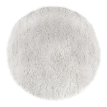 Tapis rond 90 cm fausse fourrure blanche Atmosphera - Le Dépôt Bailleul