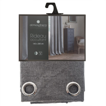 Rideau occultant gris foncé Elena 140x260 Atmosphera - Le Dépôt Bailleul